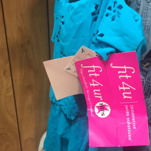 New With Tags $93 Fit 4 U Laser-Cut V-Tiered Bandeau Romper Turquoise Blue - Picture 4 of 4